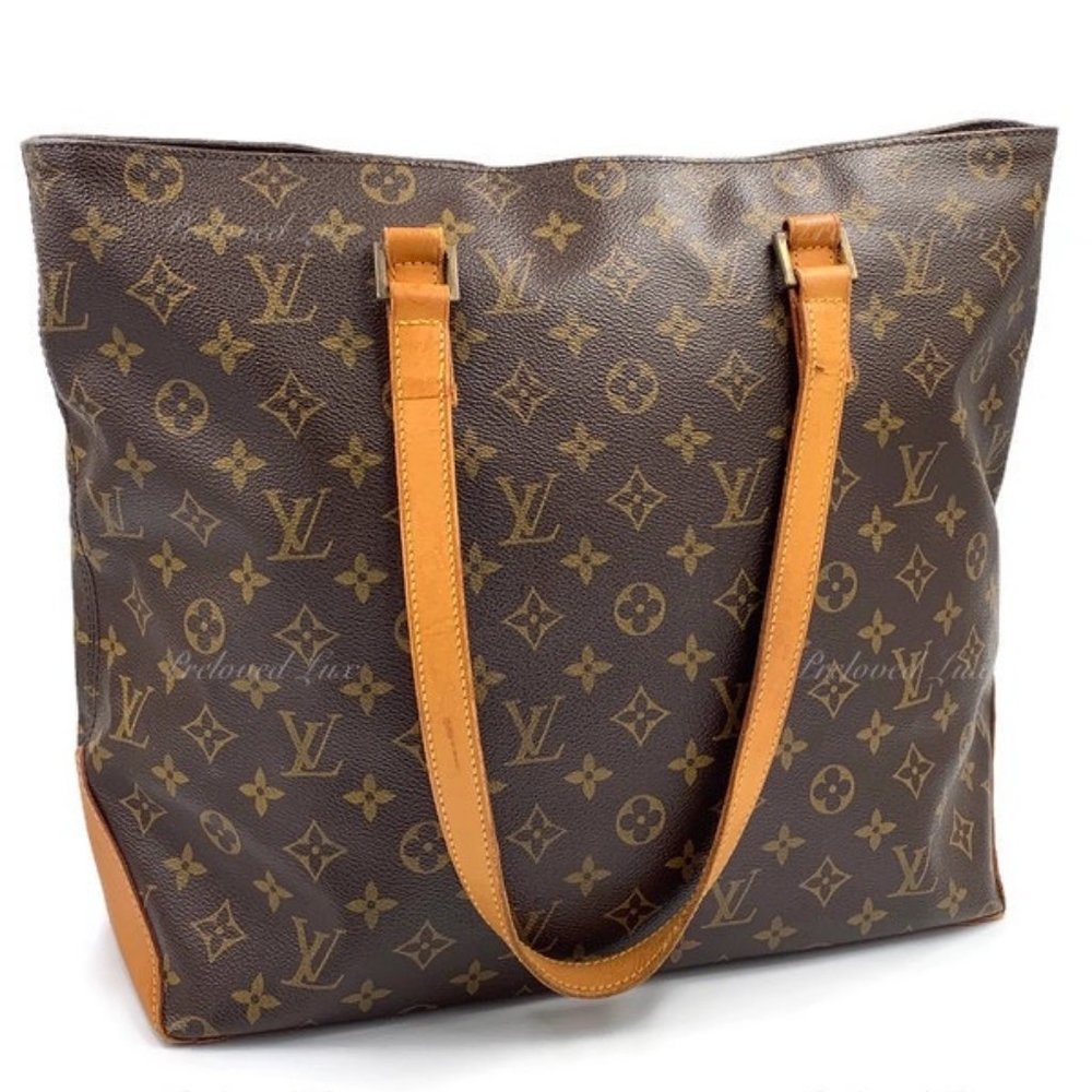 Authentic LOUIS VUITTON Monogram Cabas Mezzo Tote Shoulder Bag